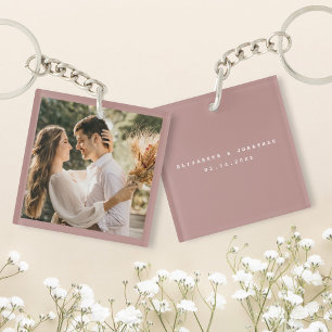 Porte-clés Elégant Dusty Rose Blush Photo Wedding Favor