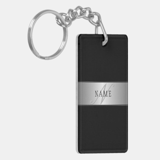 Porte-clés Élégant écriture de script de monogramme modifiabl (Devant gauche)