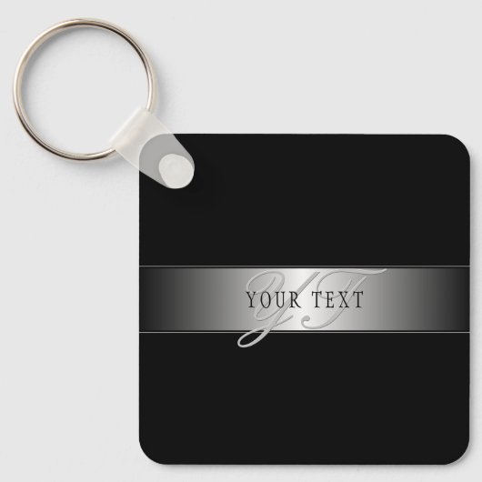 Porte-clés Élégant écriture de script de monogramme modifiabl (Recto)