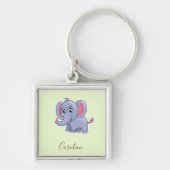 Porte-clés Élégant éléphant gris vert (Devant)