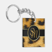 Porte-clés Élégant Empreinte de léopard Monogramme Script - P (Devant gauche)