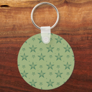 Porte-clés Élégant et élégant Olive Stars sur Sage Green