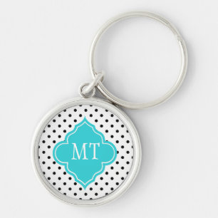 Porte-clés Élégant et moderne monogramme pois B&W