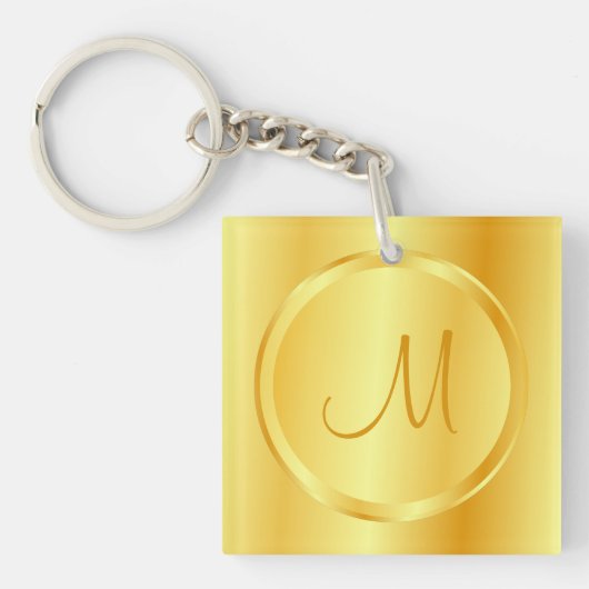 Porte-clés Elégant Faux Gold Moderne Monogramme Modèle (Devant)