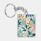 Porte-clés Élégant Feuille  Motif feuille Monogramme (Devant gauche)