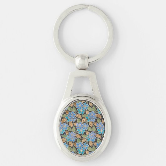 Porte-clés Élégant Fleur Bleu Périwinkle Floral Classic (Devant)