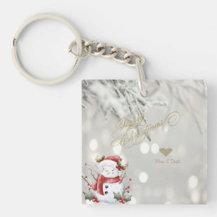 Porte-clés Élégant flocon de neige en forme de cœur pailleté 
