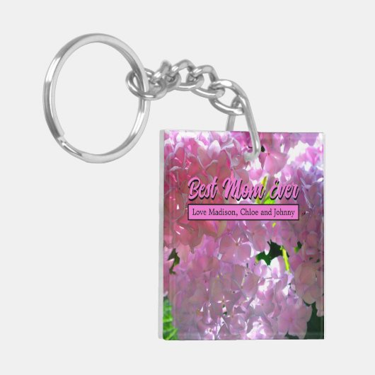 Porte-clés Elégant flores rose douce hydrangée rose rose (Devant gauche)