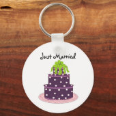 Porte-clés Elégant gâteau Mariage violet - Juste Marié (Recto)