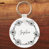 Porte-clés Élégant glamour noir et blanc nom monogramme (Recto)