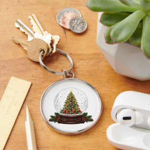 Porte-clés Élégant Globe des neiges d'arbre vintage de Noël