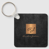 Porte-clés Elegant gold black monogram and name personalized (Recto)