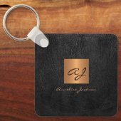Porte-clés Elegant gold black monogram and name personalized (Recto)
