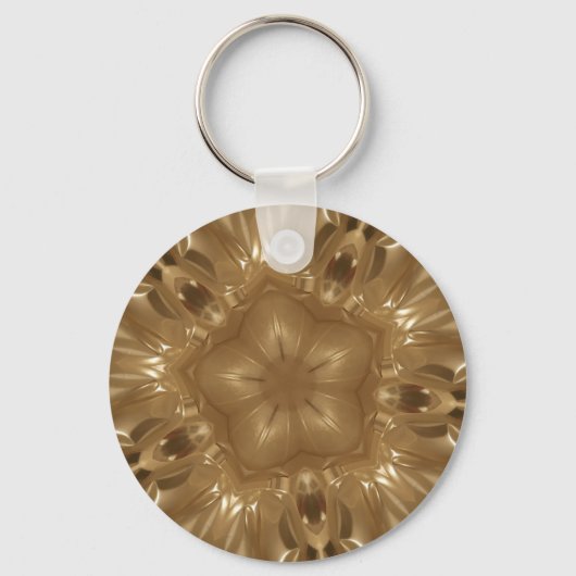 Porte-clés Elégant Gold Brown Kaleidoscope Star Design (Recto)