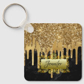 Porte-clés Élégant Gold Driving cadeau de script personnalisé (Recto)