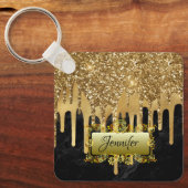 Porte-clés Élégant Gold Driving cadeau de script personnalisé (Recto)