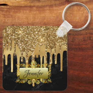 Porte-clés Élégant Gold Driving cadeau de script personnalisé