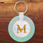 Porte-clés Elegant Gold Glitter Initial & Name (Verso)