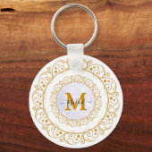 Porte-clés Elegant Gold Glitter Initial & Name (Verso)