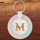 Porte-clés Elegant Gold Glitter Initial & Name (Verso)