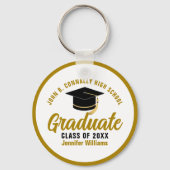 Porte-clés Élégant Gold Graduation Custom 2025 Graduate (Recto)