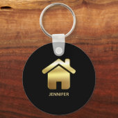 Porte-clés Elegant Gold House Symbole Real Estate Design (Recto)