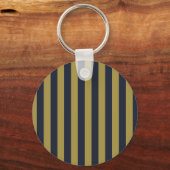 Porte-clés Elégant Gold & Navy Blue Vertical Stripes (Verso)