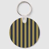Porte-clés Elégant Gold & Navy Blue Vertical Stripes (Verso)