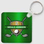 Porte-clés Elégant Gold Shield Golf Monogramme Design (Dos)
