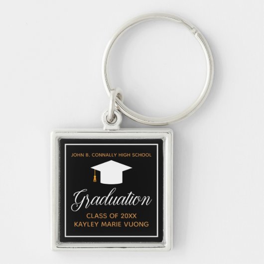 Porte-clés Élégant Graduation Black Gold Custom Keepsaké (Devant)