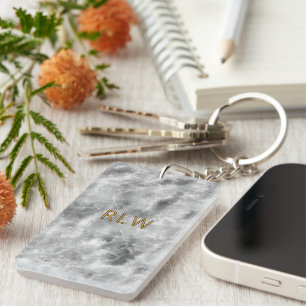 Porte-clés Elégant gris blanc Carrera Motif en marbre