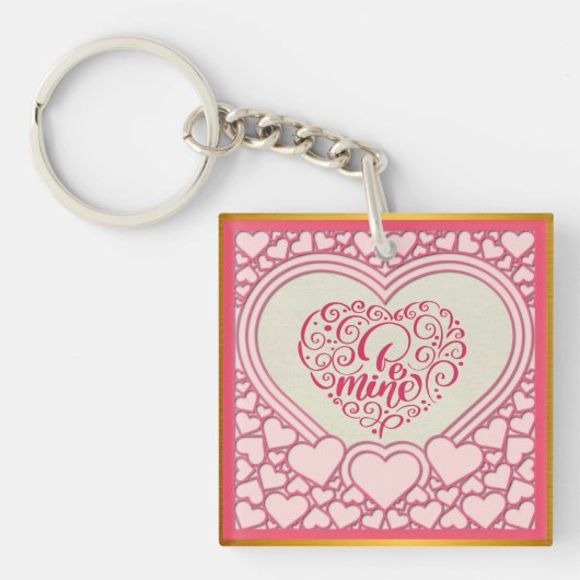 Porte-clés Élégant Heureuse Sainte-Valentin de coeur rose élé (Devant)