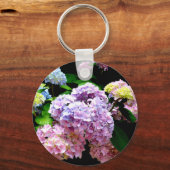 Porte-clés Elégant jardin rose violet bleu hydrangée fleurie (Recto)