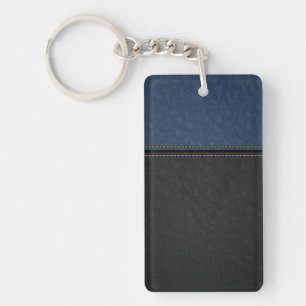 Porte-clés Élégant Luxe Cuir Aspect Bleu Noir