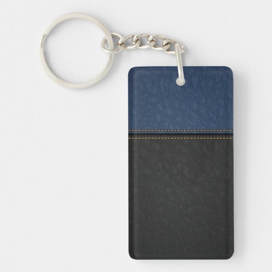 Porte-clés Élégant Luxe Cuir Aspect Bleu Noir (Devant)