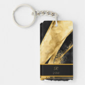 Porte-clés Élégant Luxueux Mariage de Monogramme Noir Or (Devant)