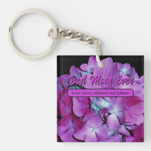 Porte-clés Elégant magenta turquoise floral hydrangée romanti