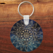 Porte-clés Elégant Mandala Gold Blue Galaxy (Recto)