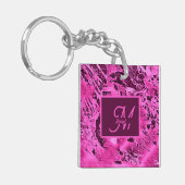 Porte-clés Élégant marbre rose audacieux Monogramme Typograph (Devant gauche)