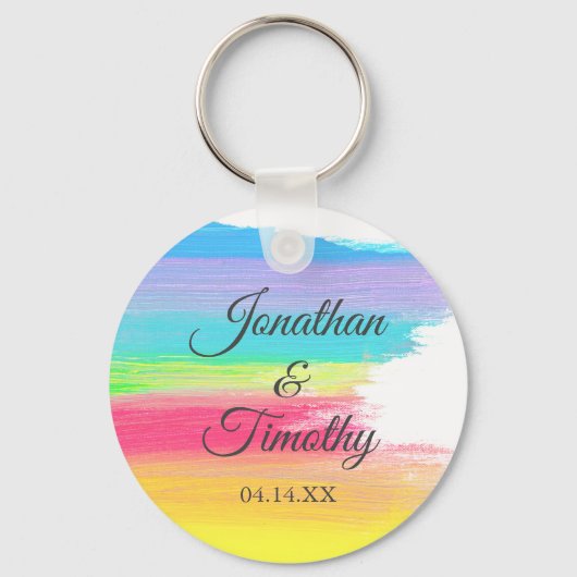 Porte-clés Élégant Mariage Arc-en-ciel personnalisées Keepsak (Recto)