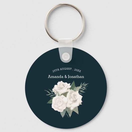 Porte-clés Elégant Mariage bleu et blanc marine (Recto)