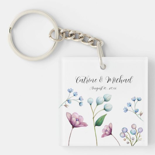 Porte-clés Élégant Mariage Floral Soft Botanical Romance (Devant)
