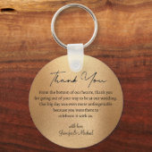 Porte-clés élégant merci or métal mariage (Recto)