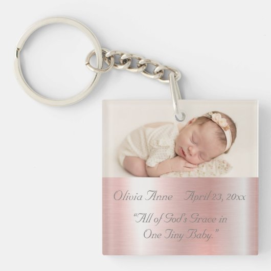 Porte-clés Elégant métal rose Nom bébé fille jolie (Devant)