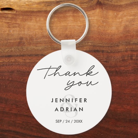 Porte-clés Élégant minimal blanc Mariage moderne (Recto)