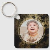 Porte-clés Élégant Modèle photo de Grunge Or (Recto)