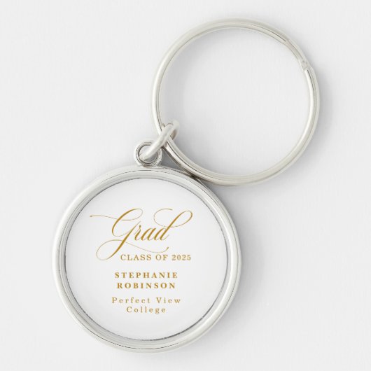 Porte-clés Élégant moderne Gold Script Graduation Party (Devant)