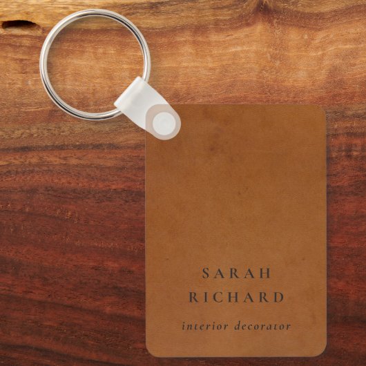 Porte-clés Élégant Moderne Rustique Tan Tan Texture Cuir Pers (Recto)