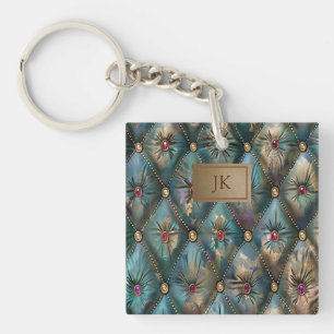 Porte-clés Élégant Moderne Vintage Cuir Diamants Colorés