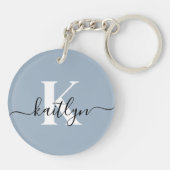 Porte-clés Élégant Monogramme bleu foncé (Dos)